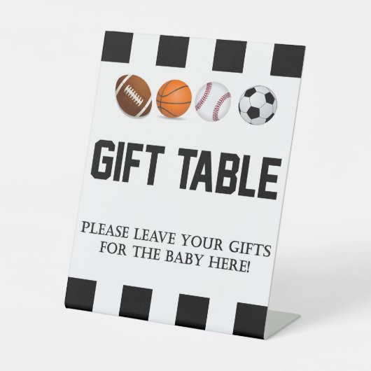 スポーツをテーマにしたギフトテーブル台座看板 台座サイン (正面)