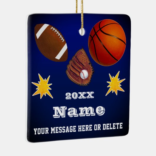 スポーツをテーマにしたクリスマスオーナメント、カスタマイズ可能 セラミックオーナメント (右)