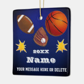 スポーツをテーマにしたクリスマスオーナメント、カスタマイズ可能 セラミックオーナメント (左)