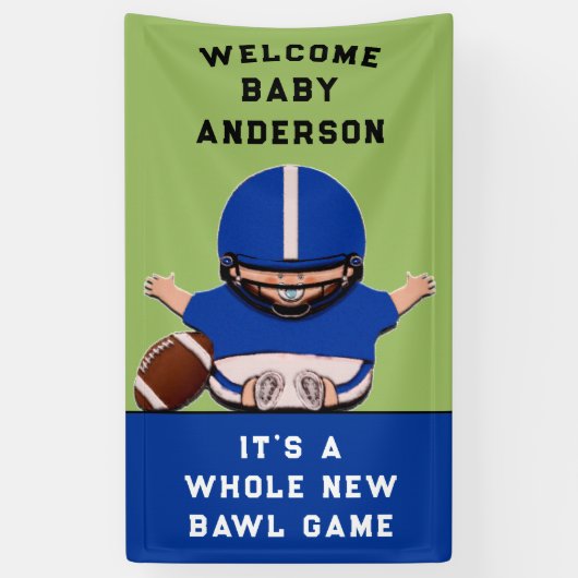 スポーツをテーマにしたサッカーベビーシャワー 横断幕 (縦)