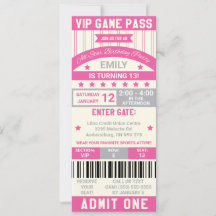 スポーツをテーマにしたチケットの誕生日招待状