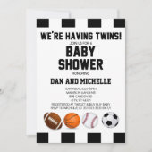 スポーツをテーマにしたツインズベビーシャワー招待状 招待状 (正面)