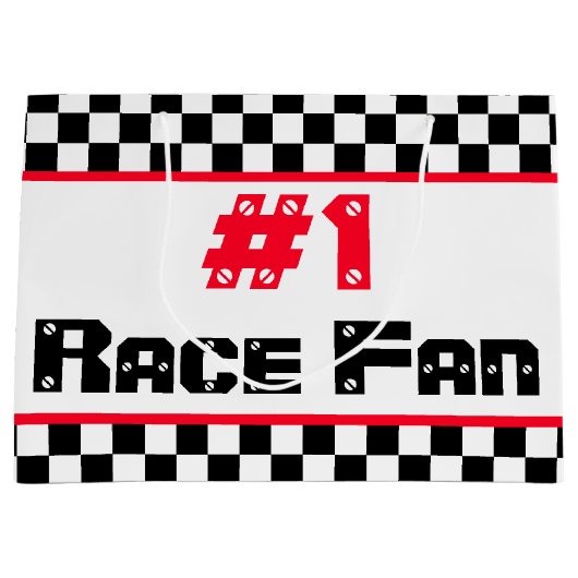 スポーツをテーマにしたデザイナーブラック&ホワイト ラージペーパーバッグ (正面)