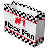 スポーツをテーマにしたデザイナーブラック&ホワイト ラージペーパーバッグ (裏面アングル)