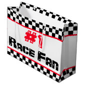 スポーツをテーマにしたデザイナーブラック&ホワイト ラージペーパーバッグ (正面アングル)