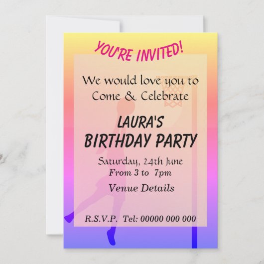 スポーツをテーマにしたネットボールパーティー 招待状 (正面)