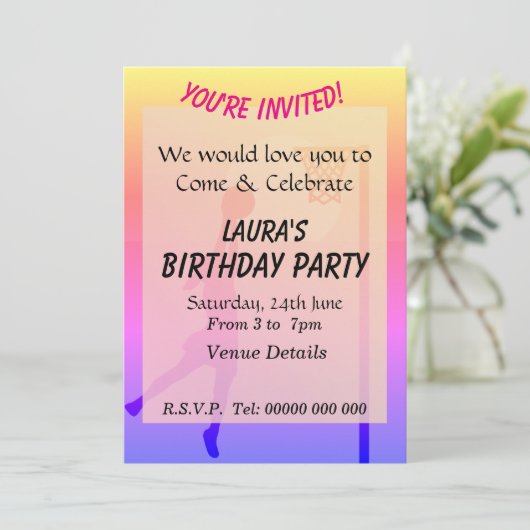 スポーツをテーマにしたネットボールパーティー 招待状 (スタンド正面)