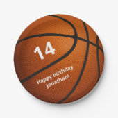 スポーツをテーマにしたバスケットボールの誕生日パーティー ペーパープレート (正面)