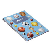 スポーツをテーマにしたパターン サッカー テニス 野球 ノートブック (右側)