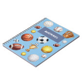 スポーツをテーマにしたパターン サッカー テニス 野球 ノートブック (左側)