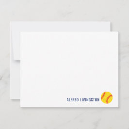 スポーツをテーマにしたパーソナライズされたソフトボールのノテカード サンキューカード