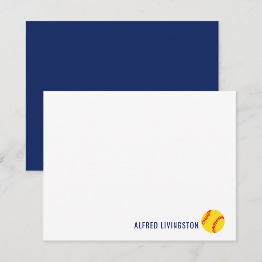 スポーツをテーマにしたパーソナライズされたソフトボールのノテカード サンキューカード (正面/裏面)