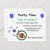 スポーツをテーマにしたパーティの招待状 招待状 (正面/裏面)