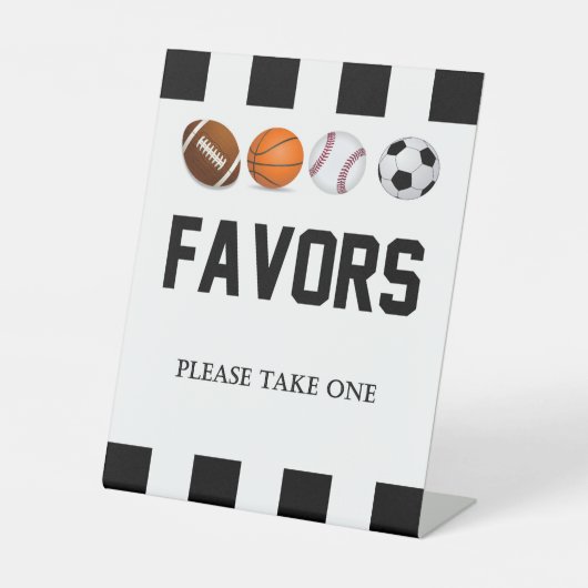 スポーツをテーマにしたパーティーがテーブルのペデスタルの看板を支持 台座サイン (正面)