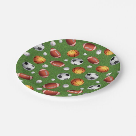 スポーツをテーマにしたボールパーティー紙プレート ペーパープレート (アングル)