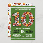 スポーツをテーマにしたボール10th Birthday Partyへの招待 招待状 (正面/裏面)