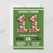 スポーツをテーマにしたボール11thバースデーパーティーへの招待 招待状 (正面)