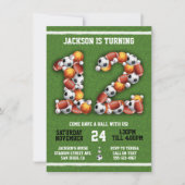 スポーツをテーマにしたボール12thバースデーパーティーへの招待 招待状 (正面)