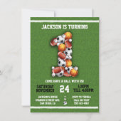 スポーツをテーマにしたボール1st誕生日パーティの招待状 招待状 (正面)