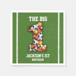 スポーツをテーマにしたボール1st誕生日パーティー スタンダードカクテルナプキン