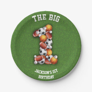 スポーツをテーマにしたボール1st誕生日パーティー ペーパープレート