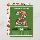 スポーツをテーマにしたボール2nd誕生日パーティの招待状 招待状 (正面/裏面)