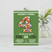 スポーツをテーマにしたボール4th誕生日パーティの招待状 招待状 (スタンド正面)