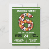 スポーツをテーマにしたボール6thバースデーパーティーへの招待 招待状 (正面)