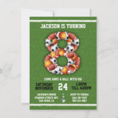 スポーツをテーマにしたボール8thバースデーパーティーへの招待 招待状 (正面)