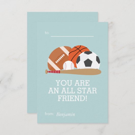 スポーツをテーマにした子ども教室バレンタイン 招待状 (正面/裏面)