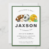 スポーツをテーマにした誕生日パーティーの招待状 招待状 (正面)