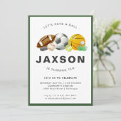 スポーツをテーマにした誕生日パーティーの招待状 招待状 (スタンド正面)