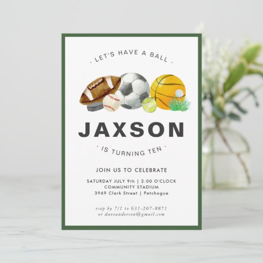 スポーツをテーマにした誕生日パーティーの招待状 招待状 (スタンド正面)