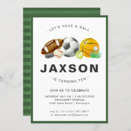 スポーツをテーマにした誕生日パーティーの招待状 招待状