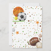 スポーツをテーマにした誕生日パーティーボーイスポーツ 招待状 (裏面)