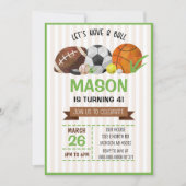 スポーツをテーマにした誕生日パーティー招待状 招待状 (正面)