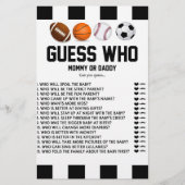 スポーツをテーマにした誰を推測！ベビーシャワーゲームスタチオン 便箋 (正面)