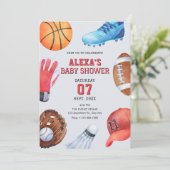 スポーツアイコンの赤ちゃんシャワー 招待状 (スタンド正面)