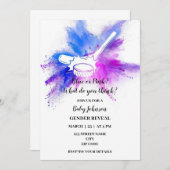 スポーツアイスホッケーをテーマにした男女別リビール 招待状 (正面/裏面)