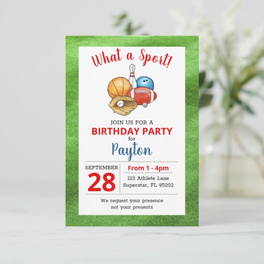 スポーツアスリートオールスター誕生日 招待状 (スタンド正面)