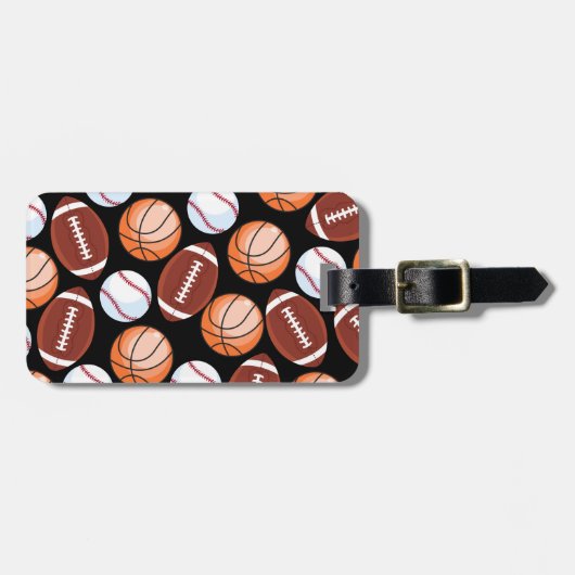 スポーツアスリート野球サッカーバスケットボールデザイン ラゲッジタグ (正面横)