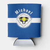 スポーツアスレチックパーソナライズされたパドルPickleball Blue 缶クーラー (正面)