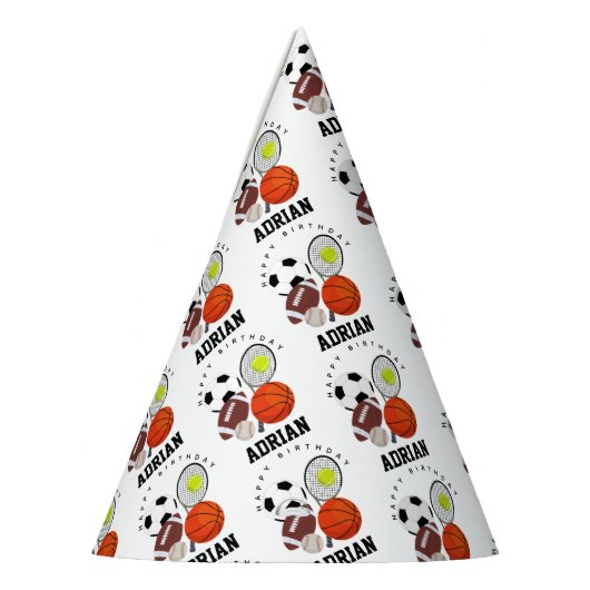 スポーツアスレチックパーソナライズされたボール名誕生日 パーティーハット (左)