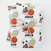 スポーツアスレチックパーソナライズされたボール名誕生日 ラッピングペーパーシート (インサイチュ)