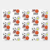 スポーツアスレチックパーソナライズされたボール名誕生日 ラッピングペーパーシート (正面)