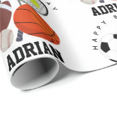 スポーツアスレチックパーソナライズされたボール名誕生日 ラッピングペーパー (ロールコーナー)