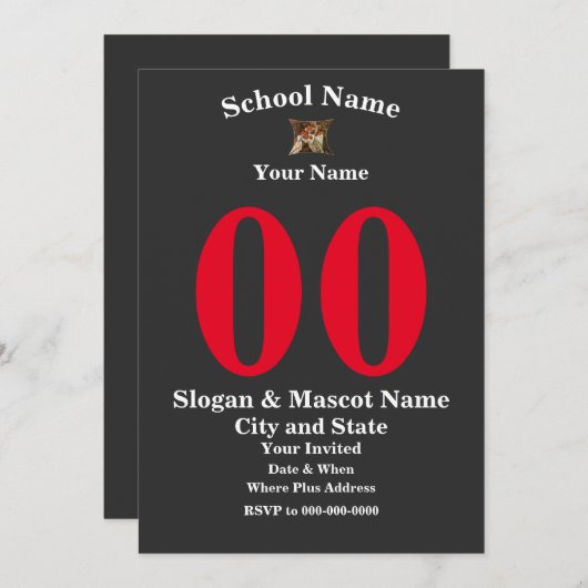 スポーツアスレティックジャージー型枠デザインテンプレート 招待状 (正面/裏面)