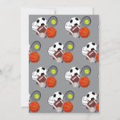 スポーツアスレティックボールキッズグレイ誕生日パーティー 招待状 (裏面)