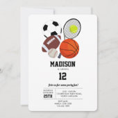 スポーツアスレティックボール誕生日パーティー 招待状 (正面)