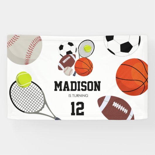 スポーツアスレティックボール誕生日パーティー 横断幕 (横)